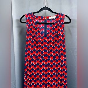 Tory Burch Sleeveless Dress Red Blue Size Small